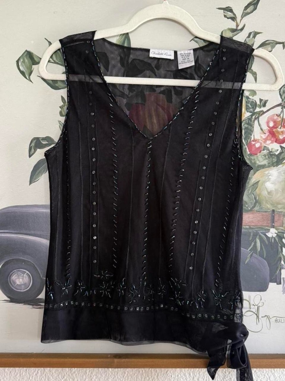 Charlotte Russe Black Embellished Sleeveless Top